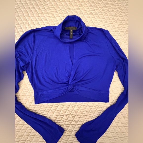 BCBGMaxAzria Tops - BCBGMaxAzria Cobalt Blue Twist Front Crop Top